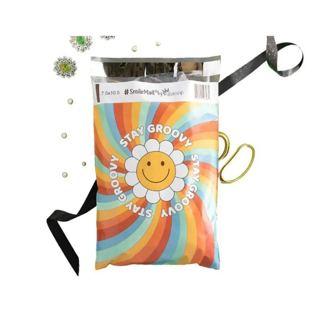 20 Pcs Stay Groovy Designer Poly Mailers 7.5